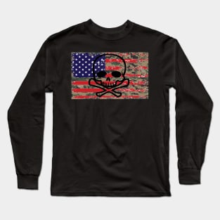 AMERICAN FLAG CAMO SKULL T-SHIRT Long Sleeve T-Shirt